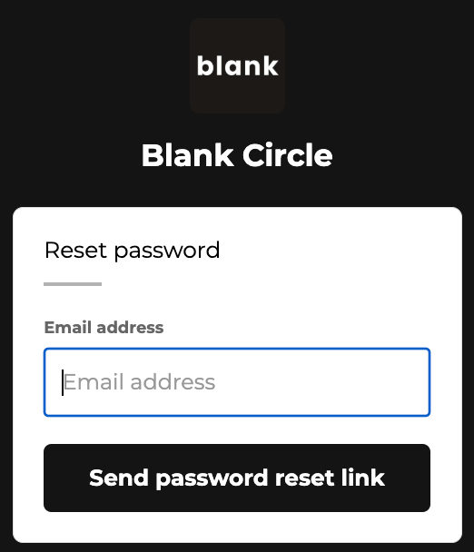 Reset password page (demo programme)