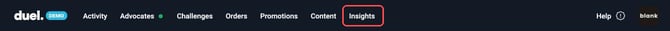Insights in the top menu of the Duel dashboard